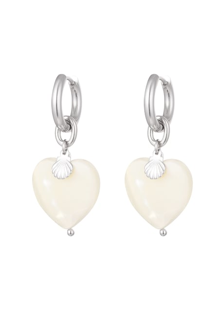 Earrings heart & shell - Silver Color color