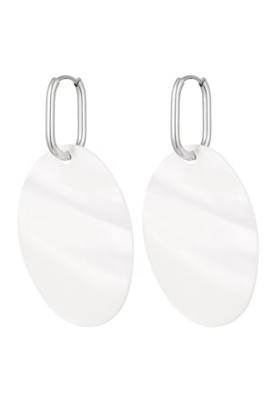 Earrings big coin - silver color Stainless Steel h5 