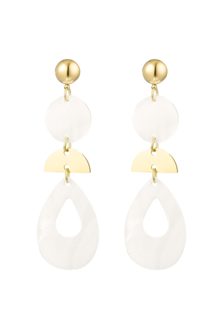 Statement earrings pendants with seashell - Gold Color Stainless Steel 