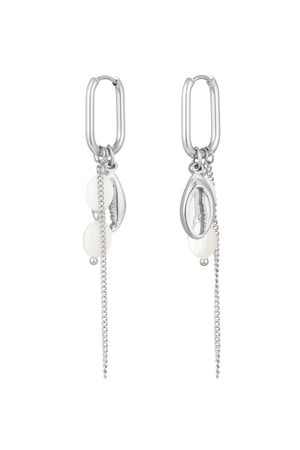 Earrings elongated with charms - silver color Stainless Steel h5 