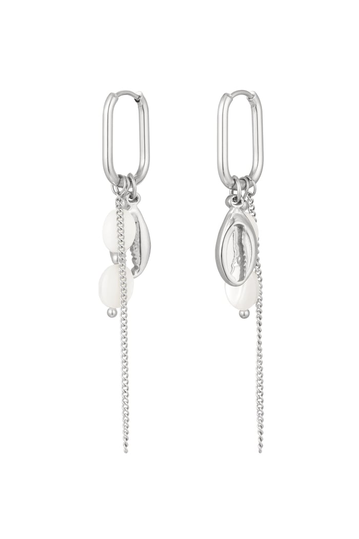 Earrings elongated with charms - silver color Stainless Steel 