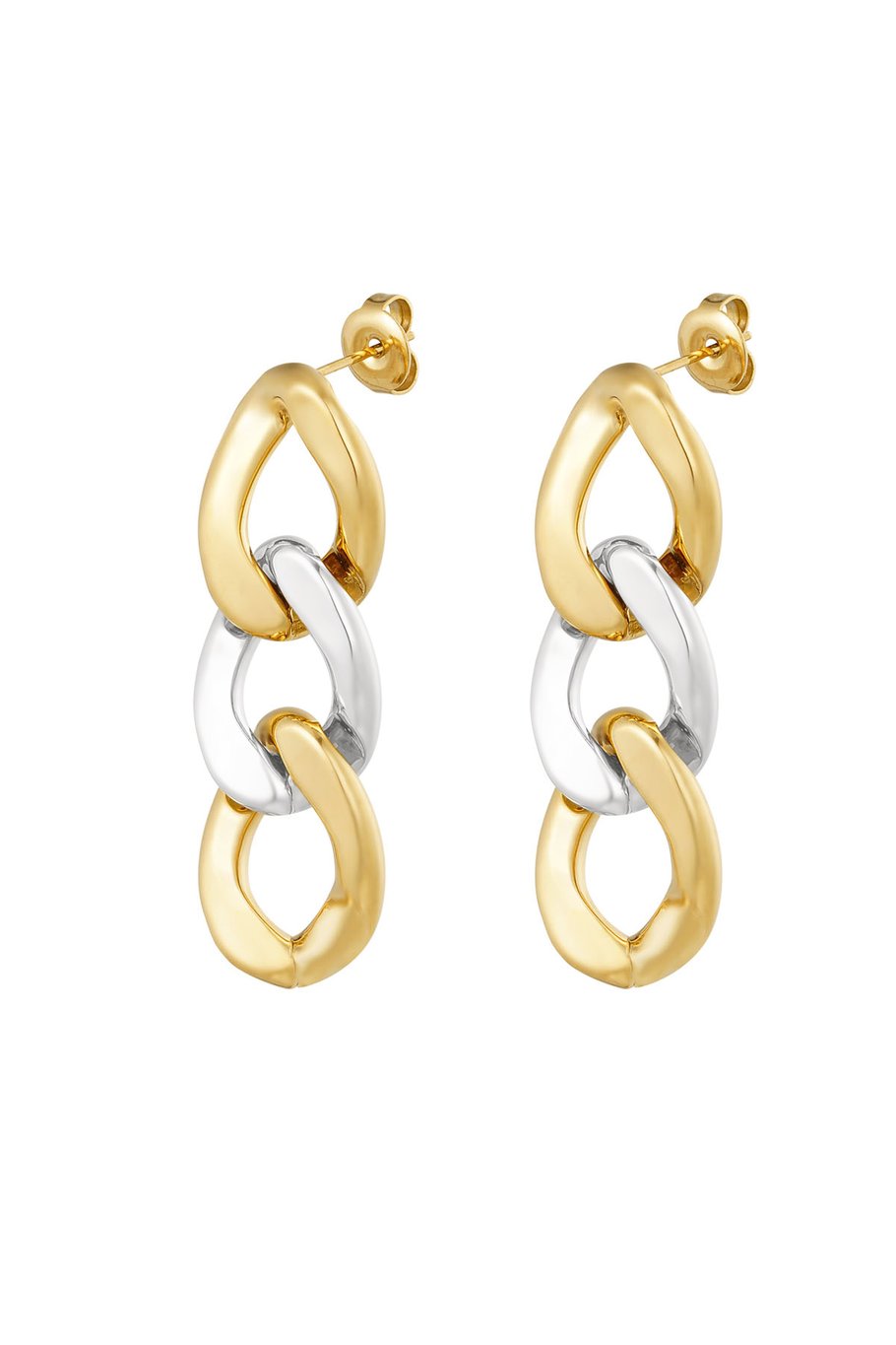 Ohrringe 3-gliedrig – Goldfarbe - Goldfarbefarbe 