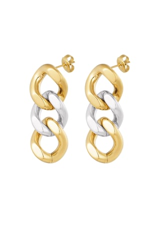 Earrings 3 links - silver/Gold color h5 