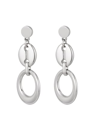 Earrings link with button detail - Silver Color color h5 