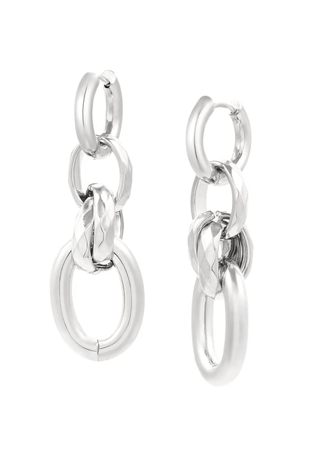 Earrings four links - Silver Color color 2