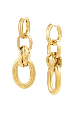 Earrings four links - Gold color h5 