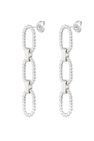 Chain earrings ribbed - Silver Color color h5 