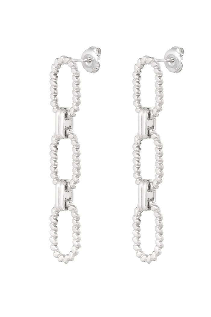 Chain earrings ribbed - Silver Color color 