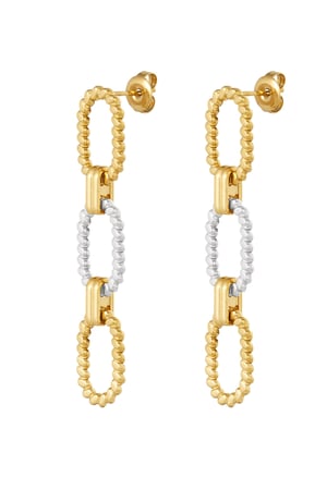 Chain earrings ribbed - silver/Gold color h5 