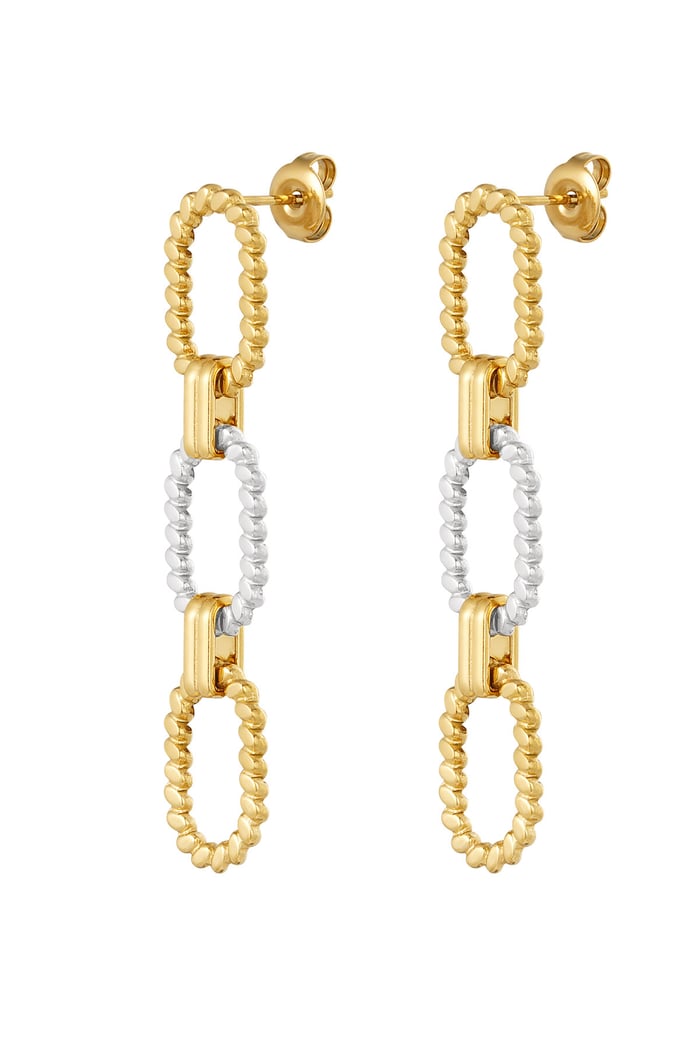 Chain earrings ribbed - silver/Gold color 