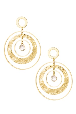 Earrings dream catcher with stone - Gold color h5 