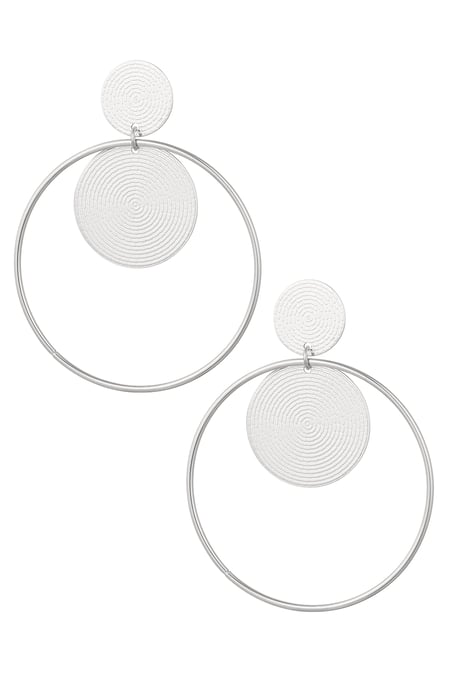 Earrings round & round - silver color Stainless Steel