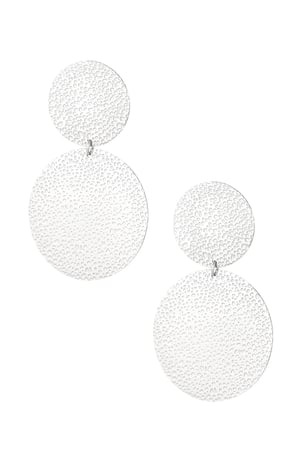 Earrings statement circles with print - Silver Color color h5 