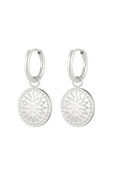 Earrings round coin - Silver Color color h5 