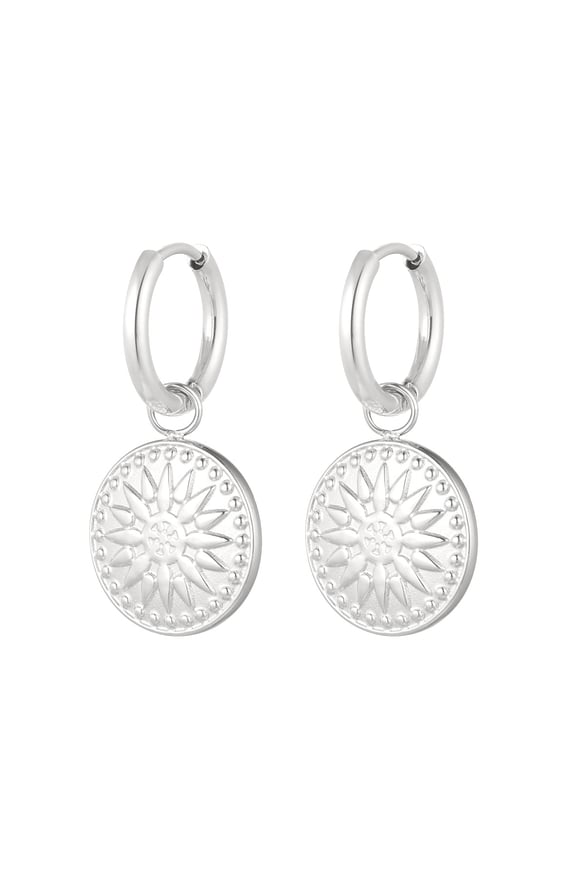Earrings round coin - Silver Color color 2