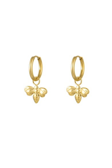 orecchini con charm &quot;ape&quot; - colore oro (Pack with plastic bag) h5 