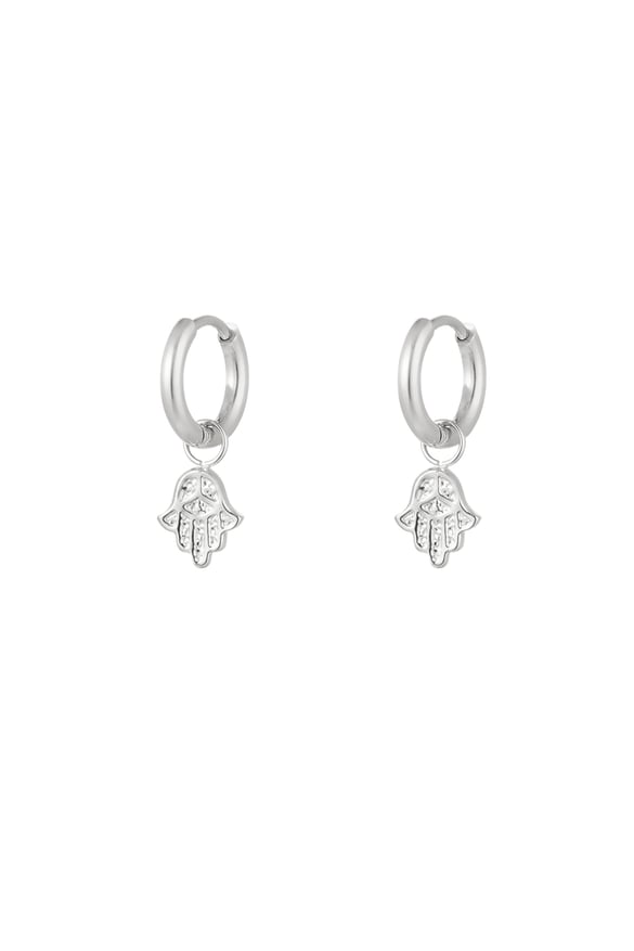 Earrings with charm - Silver Color color 2