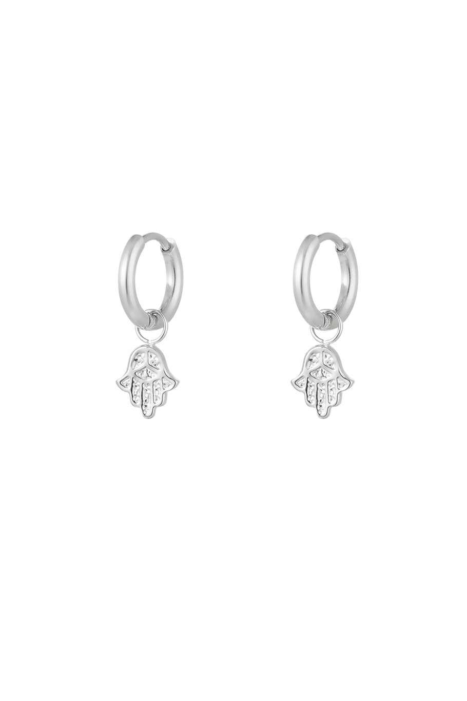 Earrings with charm - Silver Color color 