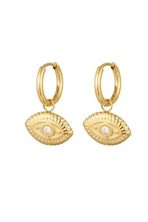 Earrings eye charm with strass - Gold Color Stainless Steel h5 