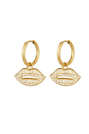 Earrings lips charm - Gold Color Stainless Steel h5 