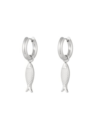 Earrings with fish charm - silver color Stainless Steel h5 