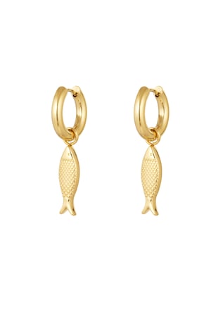 Earrings with fish charm - Gold Color Stainless Steel h5 