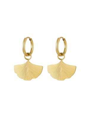 Earrings with leaf charm - Gold color h5 