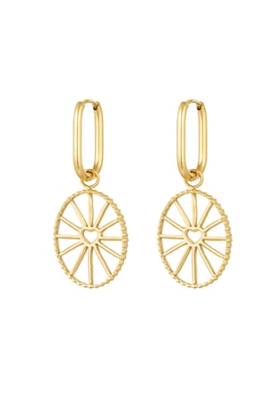 Earrings hearts spin coin - Gold Color Stainless Steel h5 