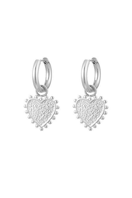 Boucles d'oreilles coeur décoré - Couleur argent 2