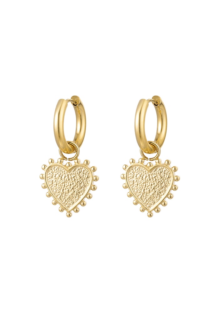 Earrings decorated heart - Gold color 