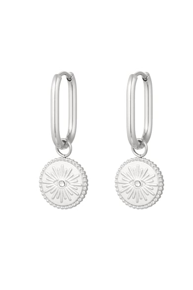 Earrings oblong with eye coin - Gold Color Stainless Steel h5 