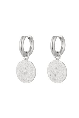 Earrings eye coin - silver color Stainless Steel h5 