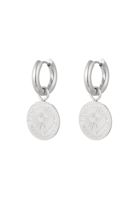 Earrings eye coin - silver color Stainless Steel 2