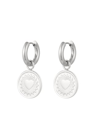 Earrings heart coin - silver color Stainless Steel h5 