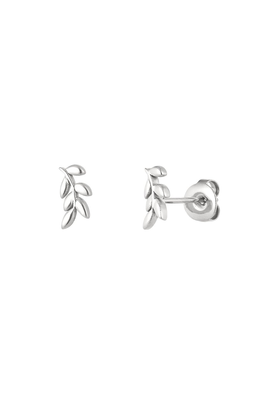 Ear studs leaves - Silver Color color 