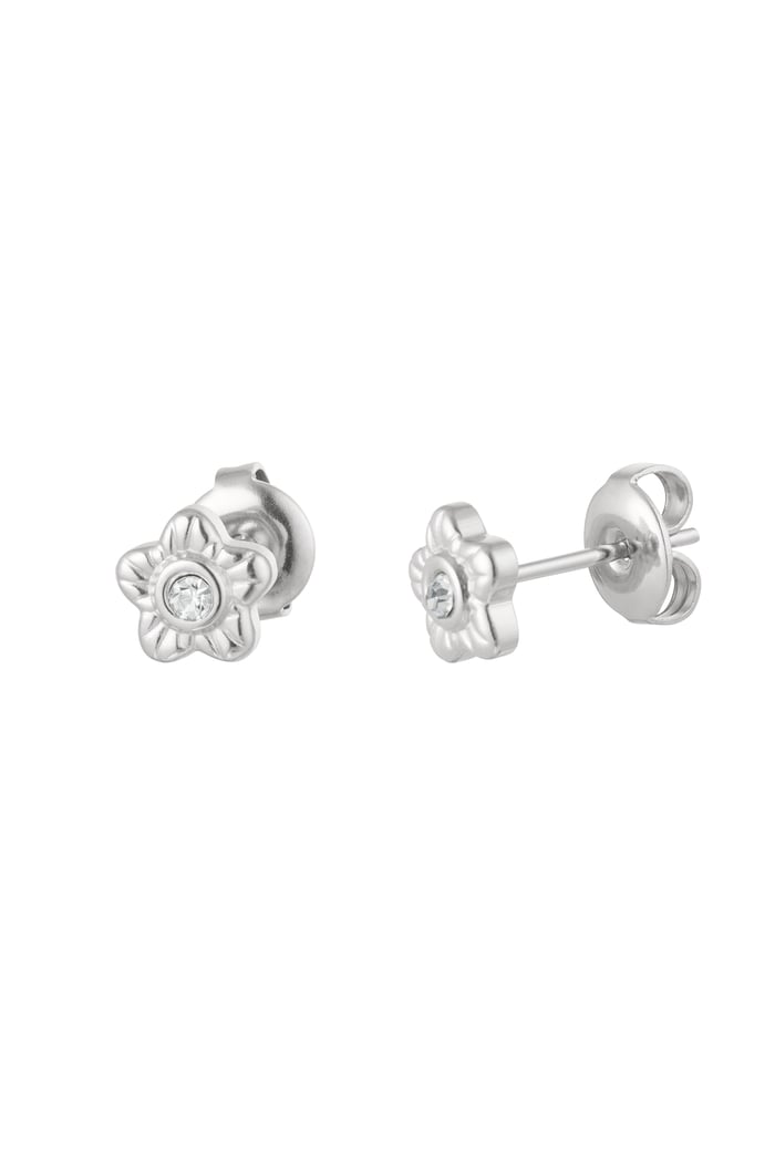 Ear studs flower - Silver Color color 