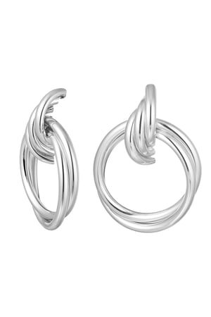 Earrings double hoops - silver color Metal h5 