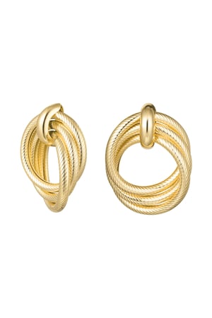 Statement Earrings Curves with print - Gold color h5 