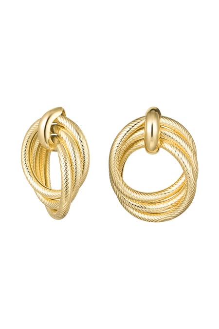 Statement Earrings Curves with print - Gold color 2