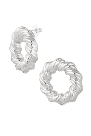 Earrings circle with print - Silver Color color h5 