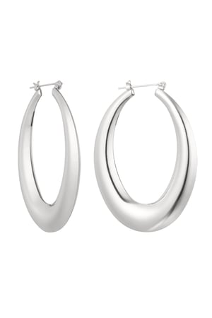 Earrings elongated hoops - Silver Color color h5 