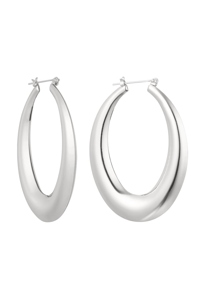 Earrings elongated hoops - Silver Color color 