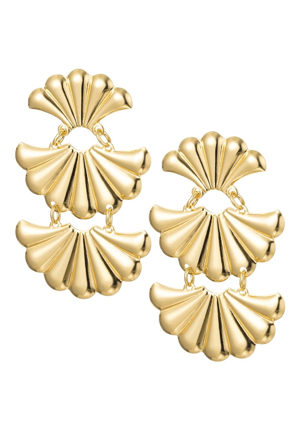 Ohrringe Statement 3 Muschel – Goldfarbe Metall