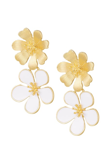 Earrings 2 times flower - Gold color 2