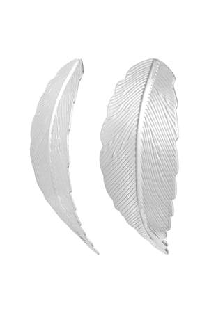 Earrings statement feather silver color Metal h5 