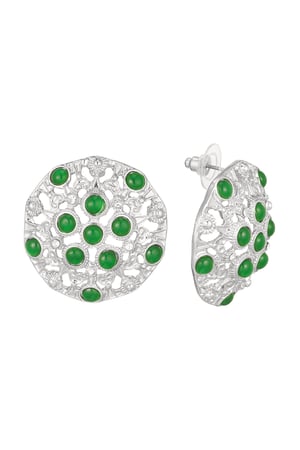 Earrings mandela with green stones - Silver Color color h5 