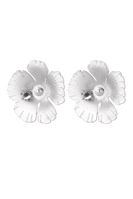 Flower stud earrings - silver color Alloy 2