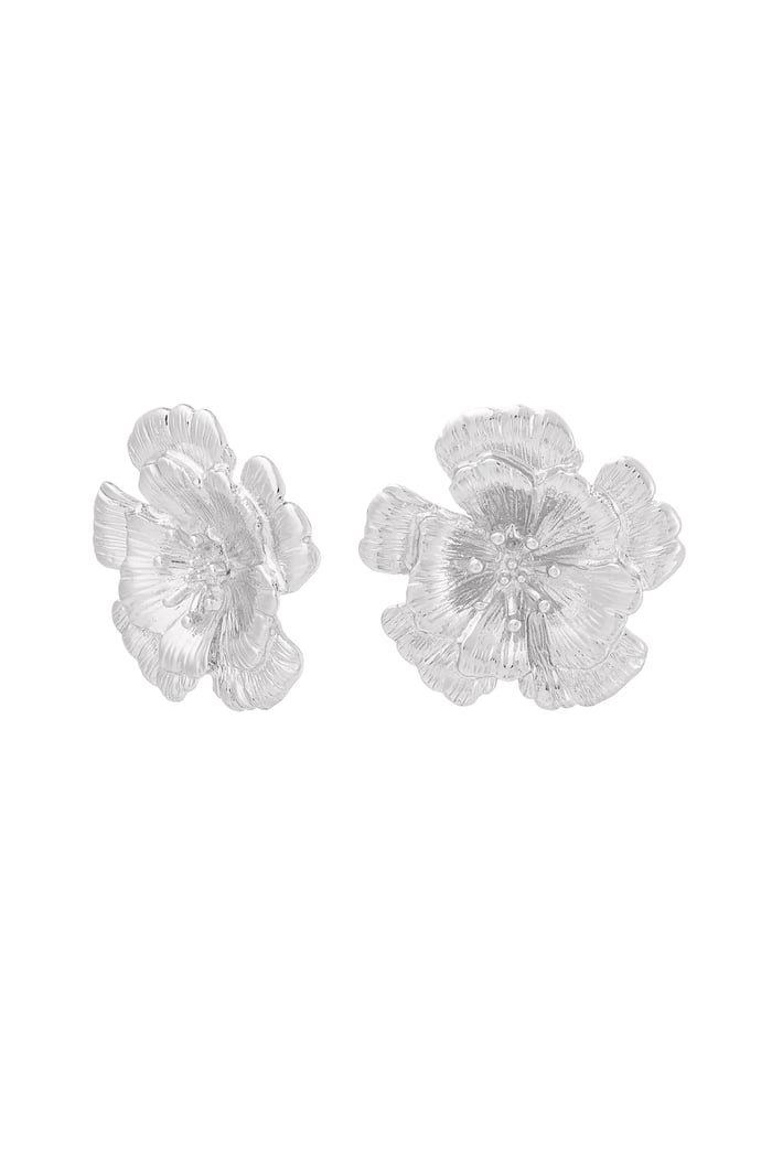 Earrings 3d flower - Silver Color color 