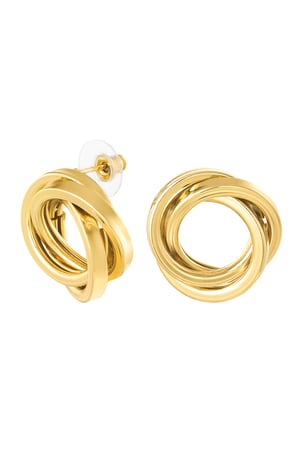 Earrings triple ring - Gold color h5 