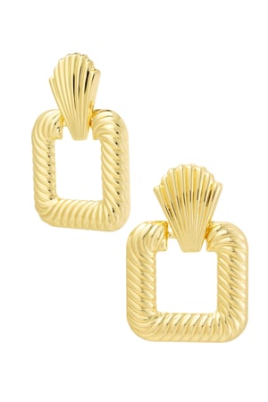 Earrings shiny square - Gold color h5 